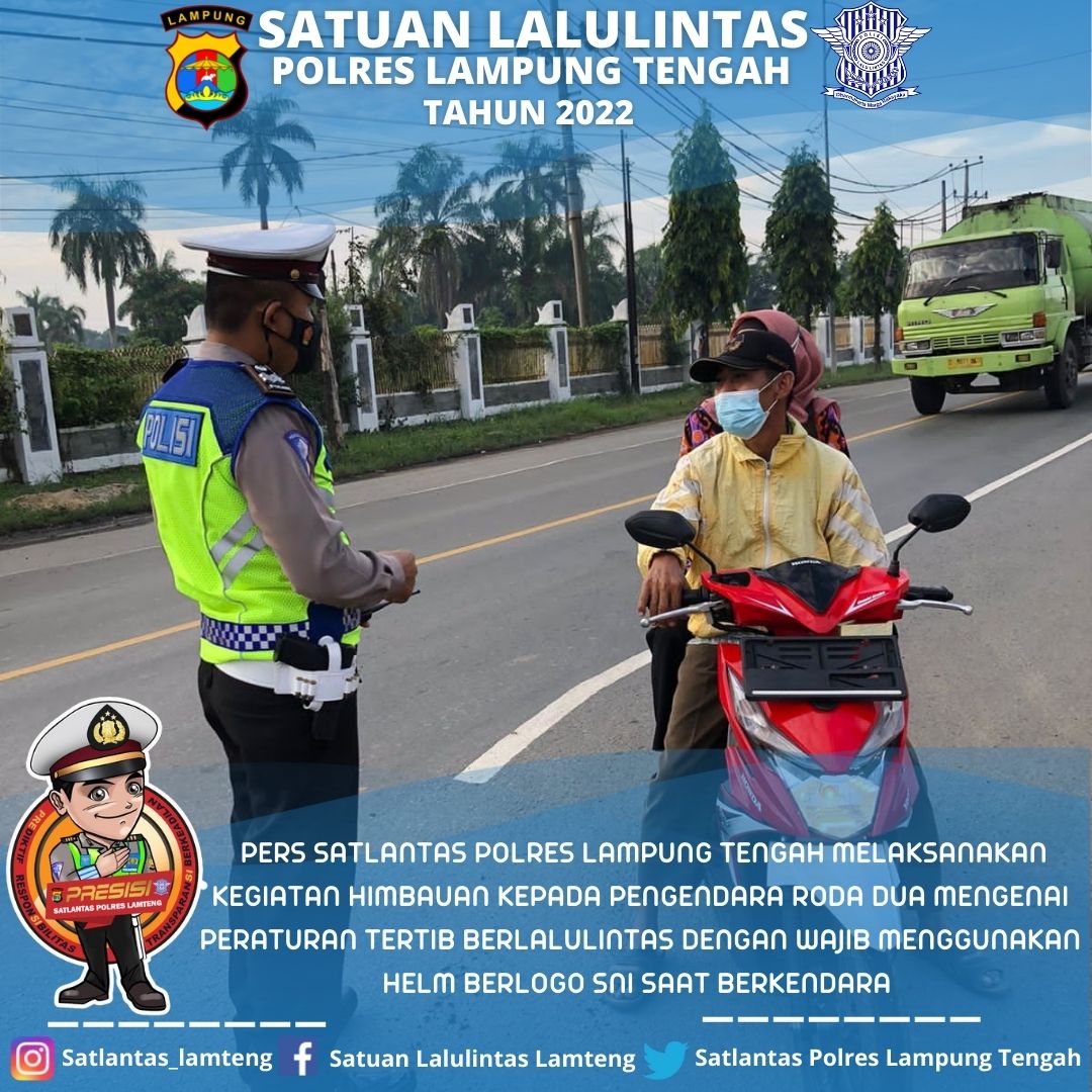 Personil satlantas Polres lampung Tengah Melaksanakan Himbauan Kamseltibcarlantas Kepada Masyarakat di Kab. Lampung Tengah