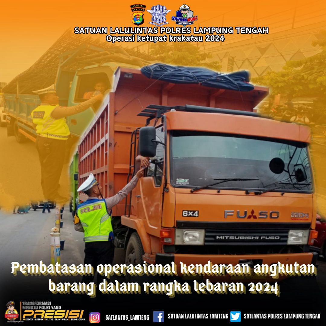 pemberian himbauan kepada pengendara kendaraan angkutan barang (kendaraan besar) agar membatasi operasional dalam rangka lebaran 2024 melalui pembagian leaflet himbauan.
